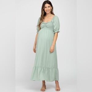 Pinkblush mint puff sleeve smocked top maxi dress nwot